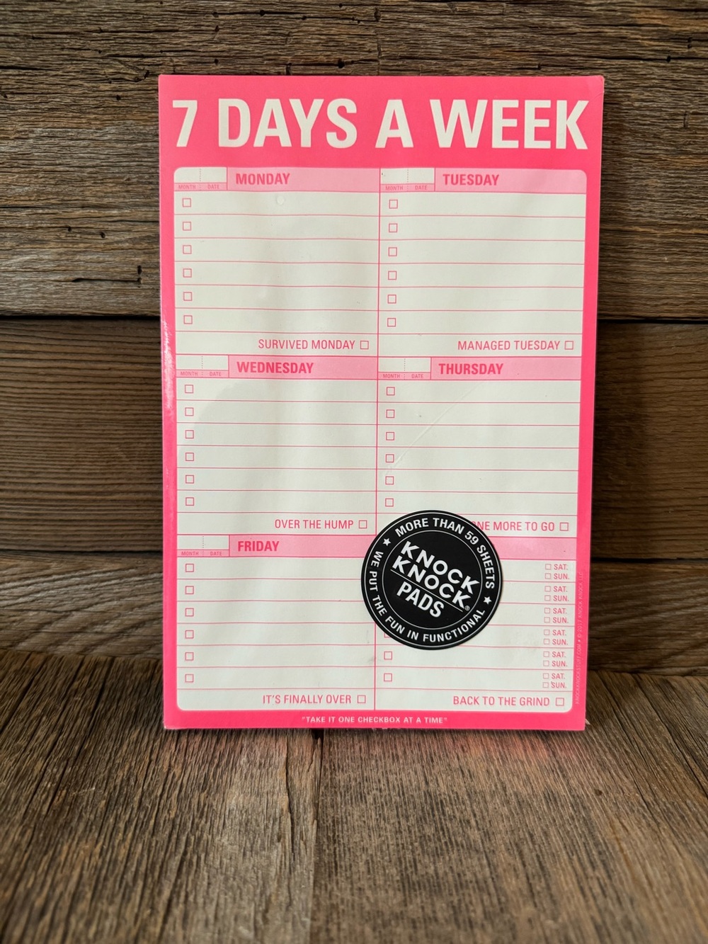Retired Knock Knock 7 Days a Week Notepad in hot pink. NWT